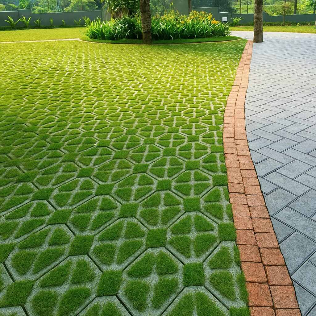 Grass_Paver_Driveway_With_Brick_Border