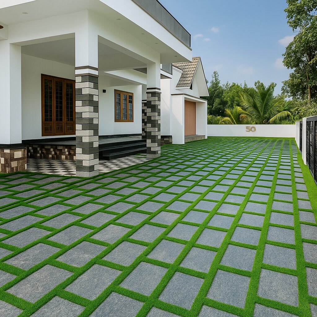 Modern_Home_Grass_Paver_Driveway