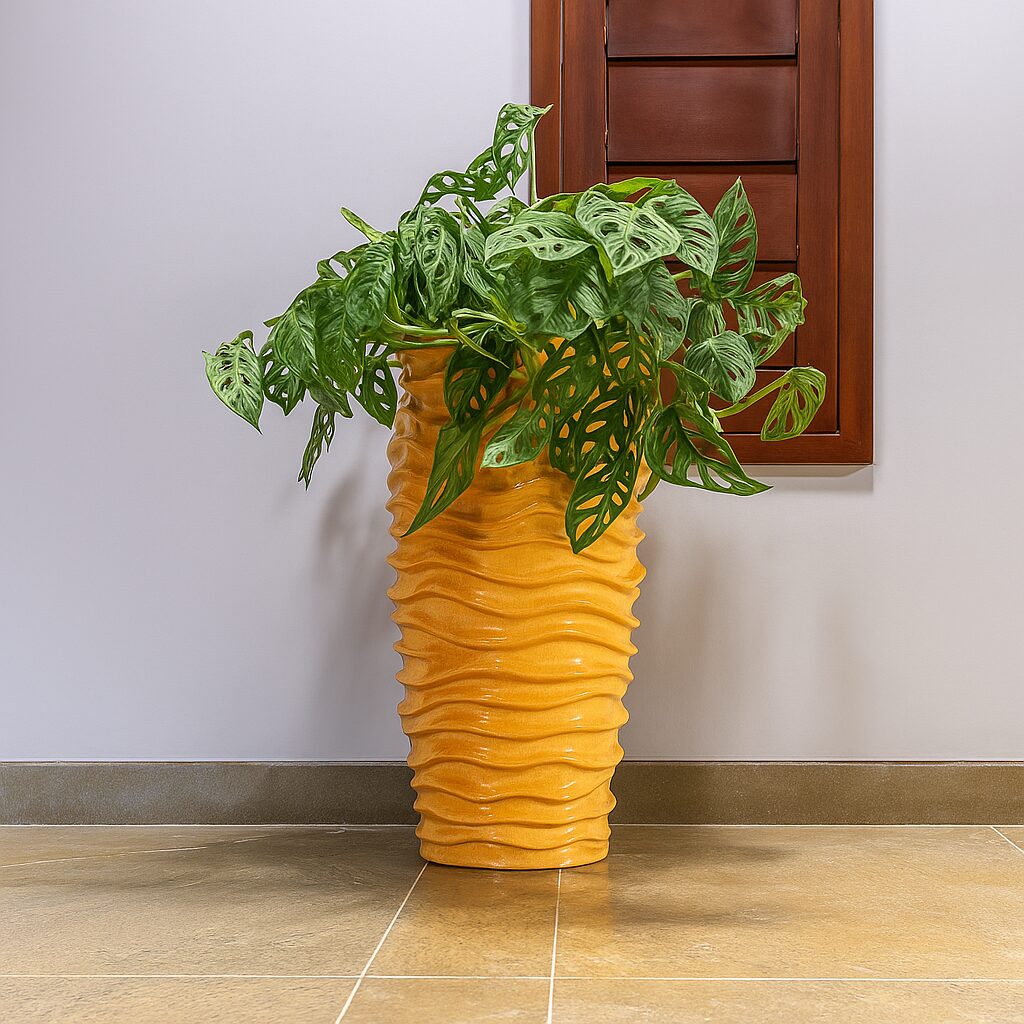Yellow_Wave_Textured_Planter_with_Monstera_Adansonii