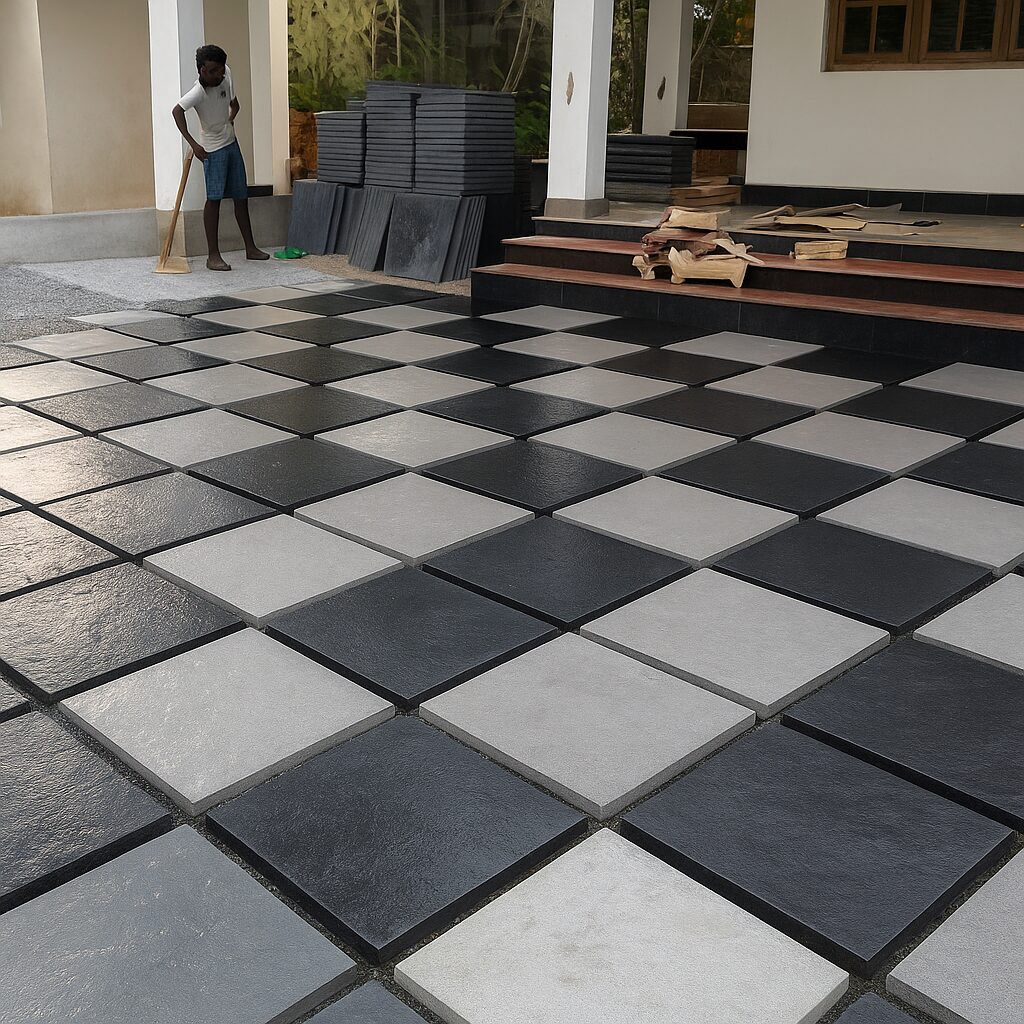 black_white_checker_stone_patio